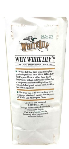 2 BAGS White Lily Enriched Bleached White All Purpose Flour 2 lb Bag - Picture 5 of 5
