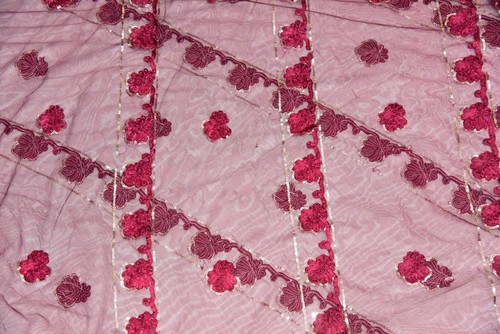 Vintage indische Partykleidung Dupatta Schal Perlen Stickerei Taschentuch Netz Schleier Stola - Bild 9 von 10