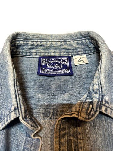 Camisa vaquera vintage Hard Rock Café París bordada denim unisex talla XL - Imagen 6 de 10