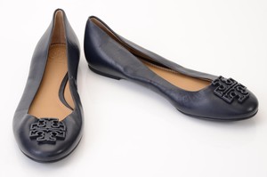 Tory-Burch-Melinda-navy-7-leather-powder-coat-slip-on-ballet-flat-shoe-NEW-248