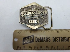Vintage Super Crost Seeds Corn Agriculture Belt Buckle by The Great American Co.