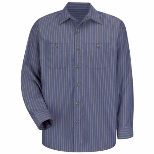 Red Kap Work Shirt Poplin Stripe 2 Pocket Men's Industrial Uniform - Picture 6 of 24