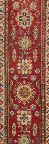 Alfombra oriental kazaja anudada a mano 287x83 cm - nómada, fina, alfombra, corredor, roja - Imagen 7 de 12