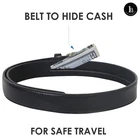 Genuine Leather Men Casual Money Zipper Safe Black Belt M.L.XL.XXL. 1.1/4" Wide