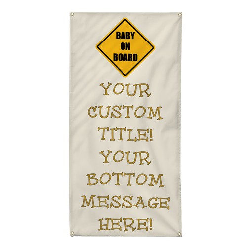 Vertical Vinyl Banner Multiple Sizes Baby Shower Custom Title Message Style 16 - Picture 1 of 6