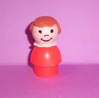 VINTAGE Fisher Price Little People Plastic Red Girl Light Brown Hair