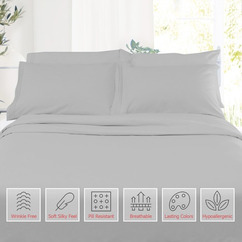 Twin Size Double Brushed Microfiber Hotel Style Bed Sheets,Deep Pocket Sheet Set - Picture 199 of 359