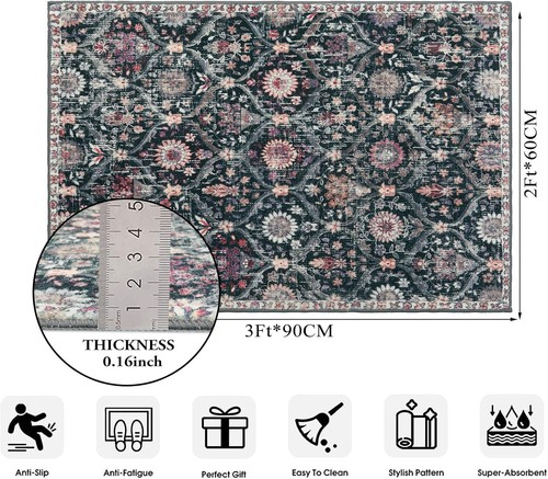 Lahome Moroccan Trellis Washable Rug, 2x3 2'x3', 04-black/Multi - Picture 2 of 6