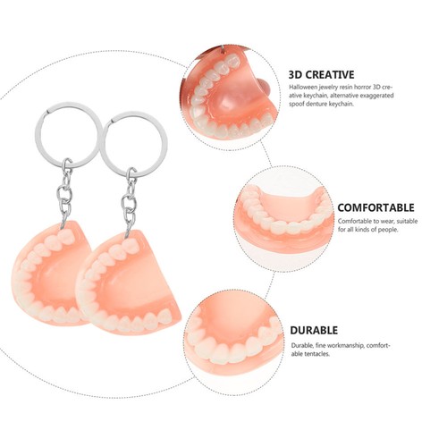 2 Piezas Llavero Dentadura Hombre para Hombres Diente Divertido Halloween Adulto Fiesta Favores - Imagen 6 de 12