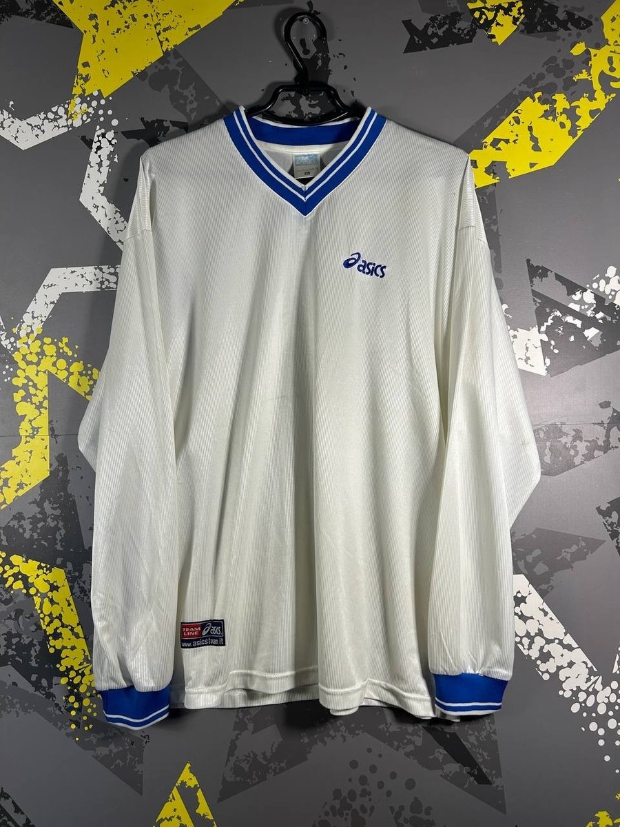 Asics Jersey Long Sleeve Vintage Football Soccer Shirt 90s White