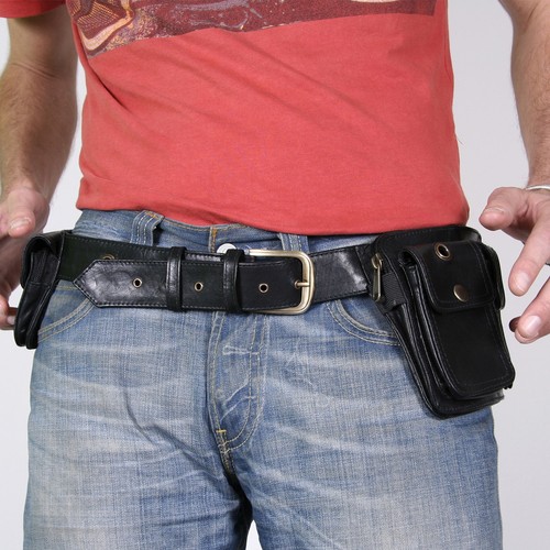 Phone Belt Holder for 6.3-6.6" Phone Horizontal Leather Black - Zdjęcie 5 z 7