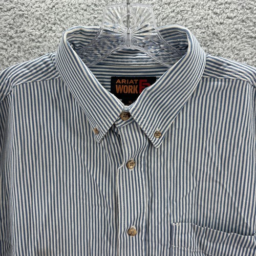 Ariat Flame Resistant FR Shirt Men XL Blue Button Up CAT 2 2112 Work Shirt - Picture 2 of 12
