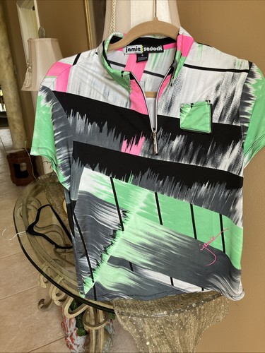 Jamie Sadock Women's Shirt Sz M Green Pink And Black! - Picture 5 of 13