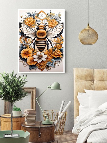 Bee Diamond Painting Kits for Adults, Bee Flowers Diamond Art Kits for Beginners - Picture 4 of 7