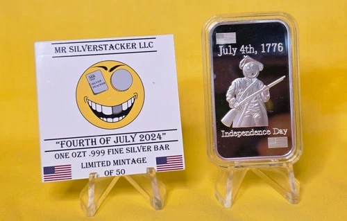 2025 July 4th 1oz .999 Silver Proof Art Bar ~Mr. SilverStacker~ONLY 50 MADE