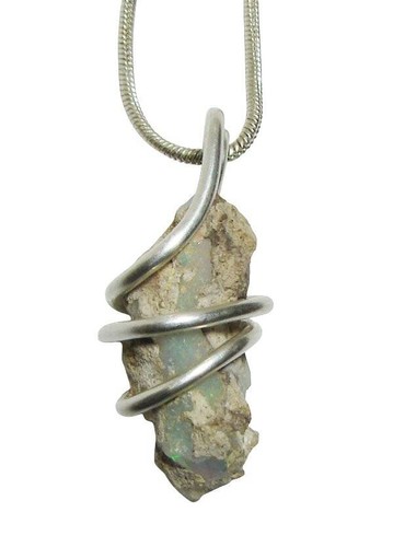 Ethiopian Opal Pendant Necklace, Sterling, Raw Opal, October Birthstone #25 - Picture 4 of 4