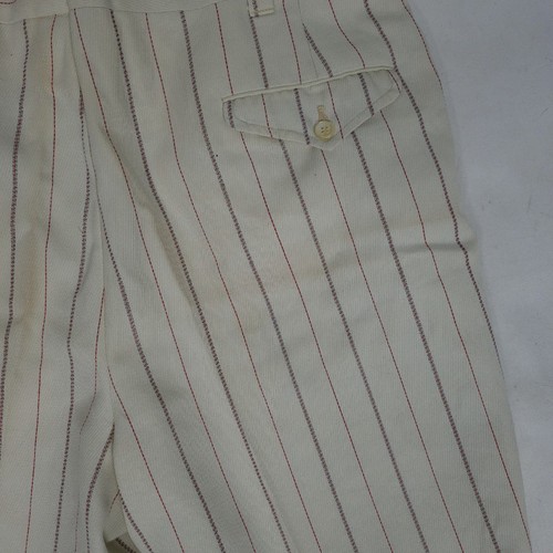 Pantalones De Colección Años 70 Para Hombre 34 X 31 Pantalones Pierna Recta Beige Rojo Rayas Disco LEER - Imagen 12 de 19