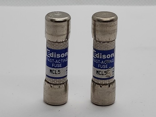 Lot of 2 -  EDISON  MCL5 600V 5A FAST ACTING FUSE [MG6-1] - Picture 1 of 3