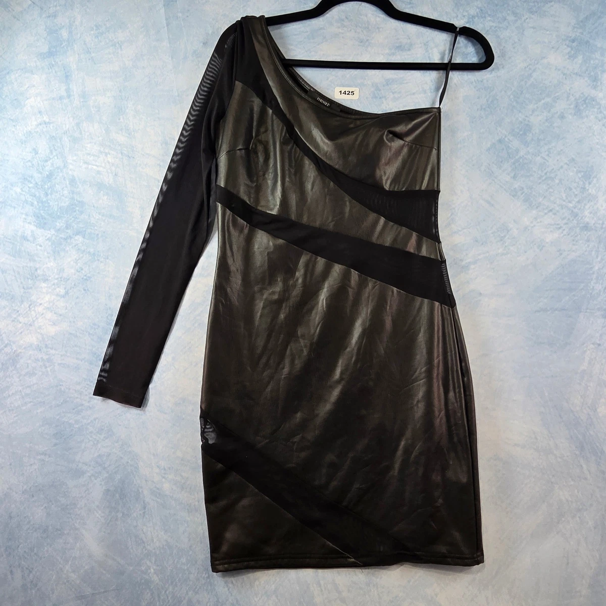 knee length dresses for ladies Fauber Faux Leather Mini Dress Black / 8