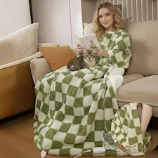 Snuggle Heated Blanket Throw with Foot Pockets for Cold Feet Electric Lap Blank