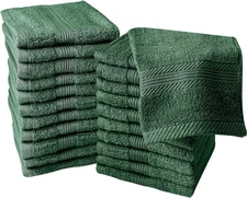 Linteum Textile Supply Premium Washcloths 13x13 Inch Pack of 12, Hunter Green 