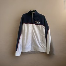 USED Fila Sport Italia White Jacket Full-Zip Embroiled Y2K Sz MEDIUM Excellent 