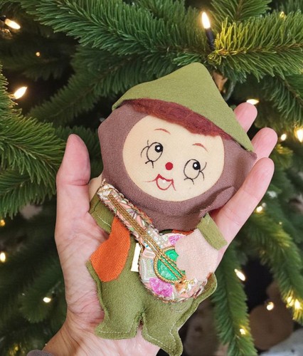 Vintage Filz Happy Elf Pixie Wichtel Weihnachtsschmuck Musiker und mehr - Bild 7 von 8