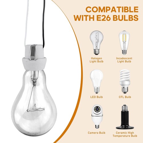 E26 Porcelain Keyless Light Socket,Heat Resistant Socket with Double Grey - Picture 6 of 7
