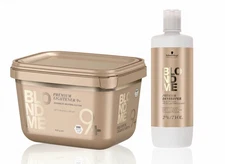 Schwarzkopf BlondMe Lightener 9+ 15.8oz and BM Dev. 2 % 7 Vol  liter Duo