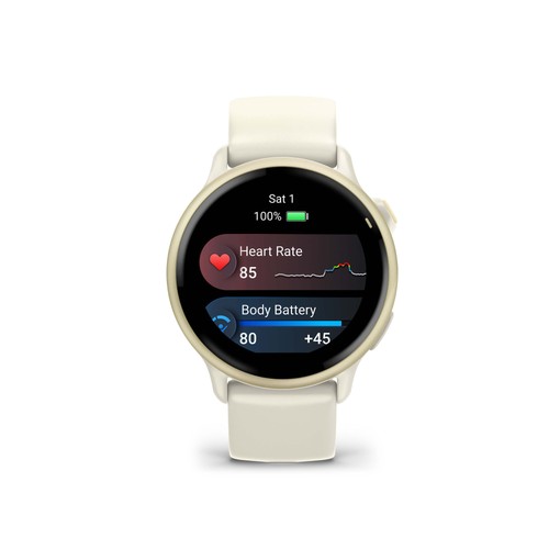 Garmin vivoactive 6 GPS Smartwatch (Lunar Gold/Bone Band) with Wireless Earbud - Picture 5 of 10