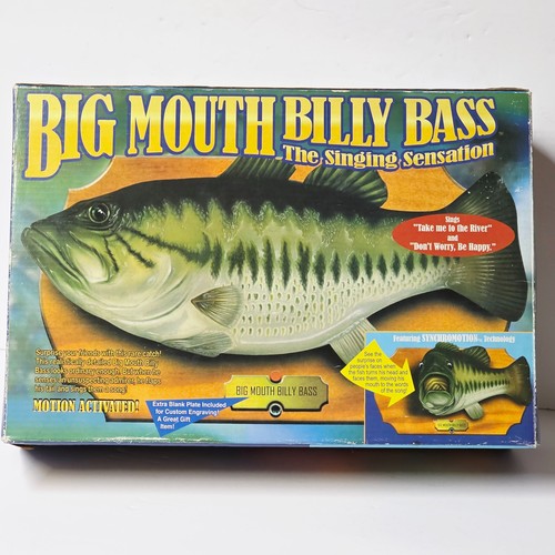Big Mouth Billy Bass 1998 Singing Fish Mouth & Tail Move on Plague