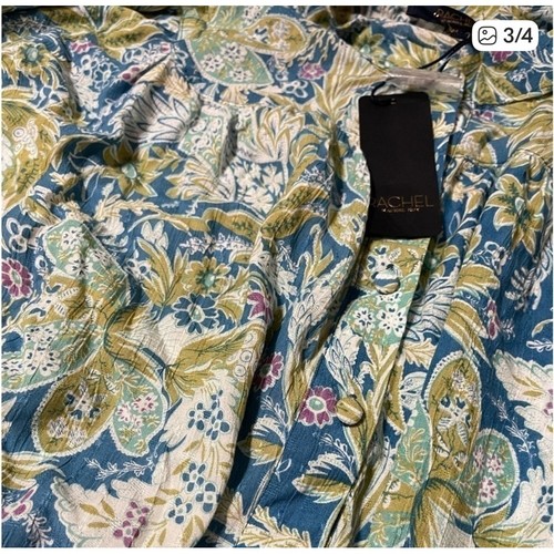 Rachel Roy blau Blumen Tie Front Cropped Bluse Shirt Top M Neu mit Etikett - Bild 3 von 4