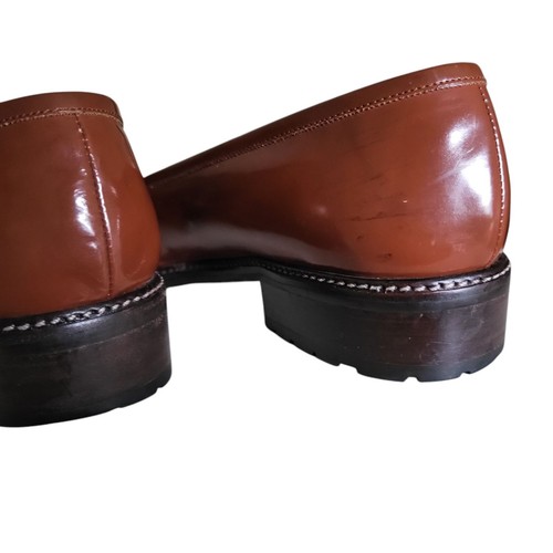 Brown Leather Loafters Vintage 90s designer Horsebit Square Toe Academia 7 - Picture 7 of 7
