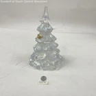 Fenton Christmas Tree Figurine Iridescent Glass with Gold Bird 6.5 Inch Vintage