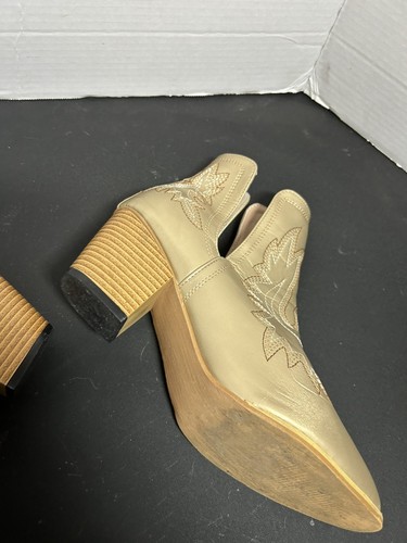 Tinstree Western Cream/Gold Ankle Booties Pointed Toe with heel Sz 10 - Picture 9 of 16