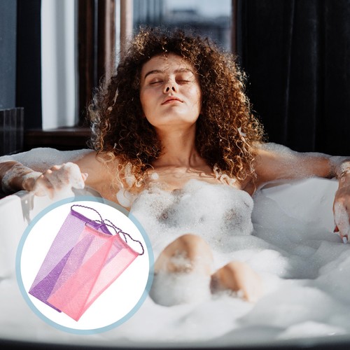 2 Pezzi Asciugamano Bagno Rete Africana Esfoliante Corpo Scrubber Materiale Chinlon - Foto 8 di 12
