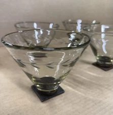 RARE Jan Barboglio Laurel Etched Martini Margarita Glass With Iron Base