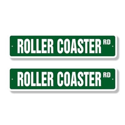 ROLLER COASTER Street Sign (2 Pack) amusement parks fanatic magic mountain