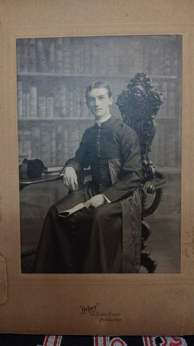 AMAZING Handsome Young Priest In Gothic Looking Chair Cabinet Card Photo 6"x 8.5 - Picture 2 of 9