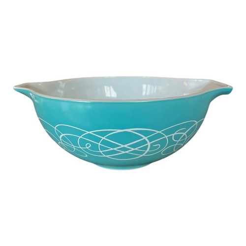 Vintage Pyrex Promotional 1959 Turquoise Scroll Cinderella Bowl 2.5 QT #443 - Picture 7 of 17