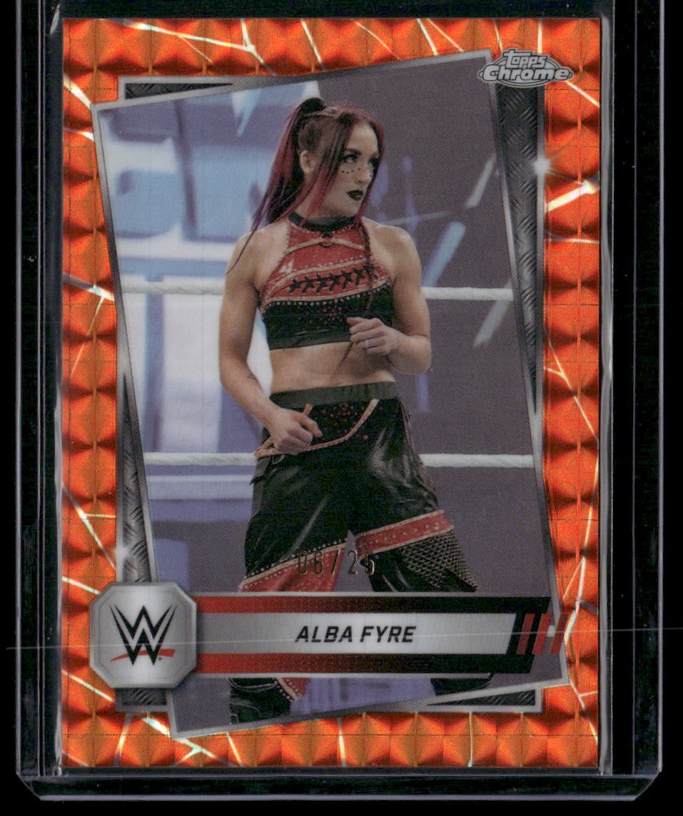 2025 Topps Chrome WWE #88 Alba Fyre Orange Geometric Refractor #/25