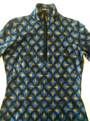 J McLaughlin SOFT KNIT Black Blue Gold Geo 1/4-Zip Mock Neck LS Dress S $248 EUC - Picture 13 of 18