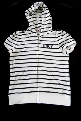 JUICY COUTURE Vintage Y2K Luxury TERRY TRACKSUIT JACKET Black White Striped XL