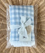 NEW Serena & Lily Belvedere Flannel Euro Pillow Sham-Chambray Blue Gingham