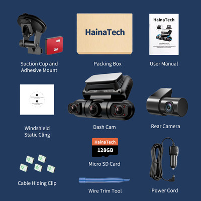 Hainatech 360 Degree View 4 Channel Dash Cam Front And Rear Inside Left Right, D