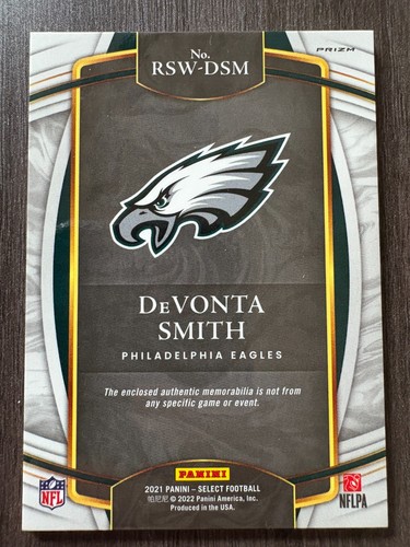 2021 Panini Select Devonta Smith Red Relic Rookie Jersey Relic RC #RSW-DSM - Bild 2 von 2