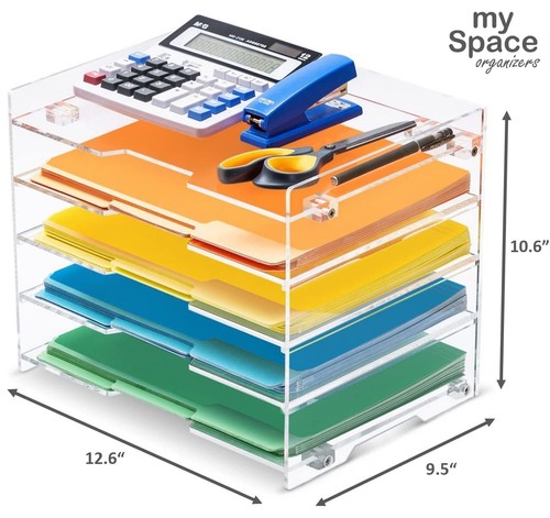 Organizer Letter Tray For Desk Office Supplies Folder Accessories Storage Clear - Picture 5 of 7