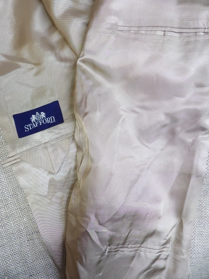 Mens Blazer Sport coat Jacket Stafford 46L Multi Silver Wv 100% Silk N#88 - Image 4 of 4