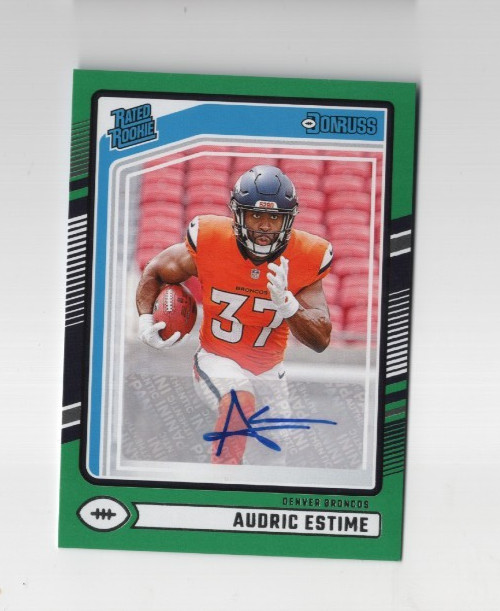 AUDRIC ESTIME 2024 PANINI DONRUSS FOOTBALL RATED ROOKIE AUTOGRAPH GREEN #335