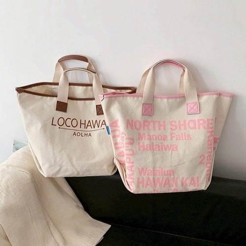 LOCO HAWAII Tasche Logo Print Hawaii Aloha 45 cm x 33 cm x 23 cm PINK weiß - Bild 2 von 4
